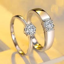 Solitary Zircon Prong Setting Silver Couple Rings Couple Ring Design Engagement Rings Couple Couple Wedding Rings