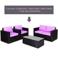 Get free shipping on qualified purple patio umbrellas or buy online pick up in store today in the outdoors department. Goplus Hw58539pu 4pc Rattan Patio Furniture Set Outdoor Wicker With Purple Cushion