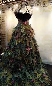 Alderaanian Royal Masque Costume River Ferns Fairy Dress Paper Dress Tree Dress