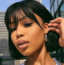 Black Bob Wig With Bangs Human Hair Black Bob With Bangs Lace Front Virgin Human Hair Wig In 2020 Short Hair With Bangs Hair Styles Medium Length Hair Styles