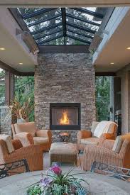 A Beautiful Outdoor Covered Custom Stone Fireplace Look At The Skylights Too Https Www Arnoldmasonryandlandsca Cozy House Outdoor Living Room Patio Design