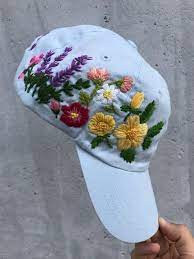 Hand Embroidered Hat Embroidered Flower Hat Embroidery Hat Etsy Hat Embroidery Embroidered Hats Embroidery Designs