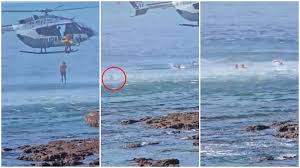 Vídeo: Homem tenta fugir da polícia pela praia e é capturado no mar em ação com helicóptero, em Fortaleza