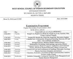 This year around 8 lakh students were registered for the wb 12th examination. West Bengal Hs New Routine 2021 Wbchse Nic In West Bengal 12th Class Revised Time Table Exam Dates