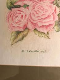 Nice Martha Gresham 97 "Red Roses" Colored Pencil Drawing