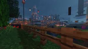 Minecraft, shaders hd wallpaper desktop background. Hd Wallpaper Minecraft Screen Shot Fence Night Shaders Wallpaper Flare