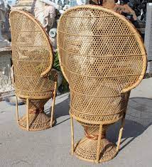 Wicker chairs are timeless, easy to use, and easy to make wicker chairs come in all shapes and sizes. 1990s Large Vintage Bohemian Emmanuelle Peacock Pair Of Wicker Chair For Sale At 1stdibs
