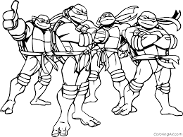 This is the story of four turtles and their adopted master and father, the rat splinter, living in the sewers of new york. Teenage Mutant Ninja Turtles Coloring Page Coloringall