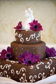 Chocolate Swirled Wedding Cake With Purple Flowers Full Length Chocolate Wedding Cake Chocolate Craving Cake