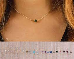 Simple Gem Necklace Single Gemstone Necklace Dainty Gem Necklace Precious Semi Precious Gemstone Layering Necklace Beaded Choker Beaded Choker Necklace