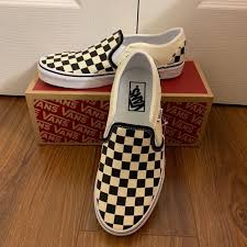 Black And White Checkered Vans Womens Size 7 Van Asher Slip On Brand New With Box Never Worn Size 7 5 Women Black And White Checkered Comes W Vans Classic Slip On Sneaker Vans Style Sneakers Fashion