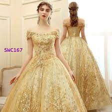 Perhatikan salah satu baju p. Jual Gaun Pengantin Import Sabrina Warna Gold Swc167 Kota Batam Experienceglobalindo Tokopedia
