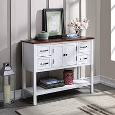 Harper blvd's convertible console table functions equally well as dining table and desk, seating up to four people when extended. Amazon Com Binrrio Modern Console Table Living Room Sofa Table For Entryway Hallway Foyer Storage Cabinet Side Table With 4 Drawers 1 Cabinet 1 Shelf White Brown Kitchen Dining
