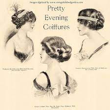 Pretty Evening Coiffures 1 Pictorial Review January 1913 Edwardian Hairstyles Victorian Hairstyles Historical Hairstyles