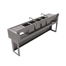 18" X 84" Stainless Steel Underbar Four Compartment Sink ...