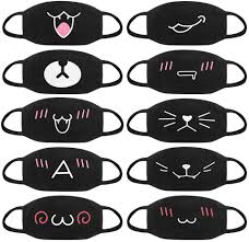 Accmor Fashion Anime Mouth Mask 10 Pack Black Cute Unisex Anti Dust Bear Face Mouth Kawaii Muffle M Mouth Mask Fashion Mouth Mask Design Mask For Kids