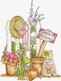 Pastoral Cartoon Clip Art Decoupage Garden Clipart