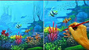 A coral reef is a beautiful underwater habitat. Acrylic Seascape Painting Tutorial Underwater Corals And Fishes By Jm Lisondra Youtube