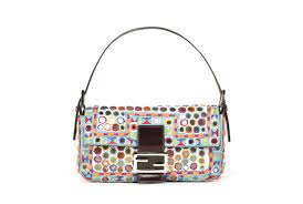 Baguette Specchietti S S 1999 Multi Colored Mirror Embroidered Baguette On A Silk Base Dark Brown Leather Adjustable And Re Bags Fendi Baguette Fendi Bags