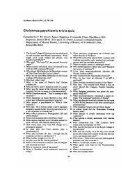 This trivia game can be utilized in person or virtually as part of events, community outreach or with a group of friends and … Christmas Psychiatric Trivia Quiz Psychiatric Bulletin Cambridge Core