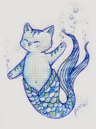 For today it's a doodle of lucia nanami from mermaid melody! Catmaid Solo Blau Mermaid Cat Mermaid Drawings Mermaid Art