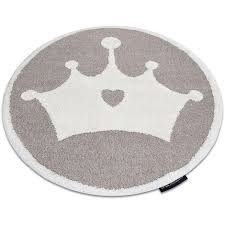 Think beige is dull and dreary? Moderner Kinderteppich Joy Kreis Crown Krone Fur Kinder Strukturelle Zwei Ebenen Aus Vlies Beige Creme Beigetonen