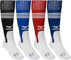 mizuno brand performance softball baseball knee high stirrup socks in 4 team colors