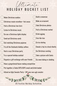 25 Festive Christmas Activities Holiday Bucket List Challenge Christmas Activities Holiday Christmas To Do List