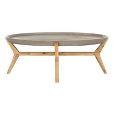 Safavieh Hadwin Dark Gray Round Stone Indoor Outdoor Coffee Table Vnn1021a The Home Depot In 2020 Coffee Table Oval Coffee Tables Contemporary Coffee Table