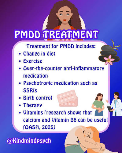 Premenstrual Dysphoric Disorder (PMDD) is a chronic health condition in  which individuals experience severe mental distress (e.g., depression,  anxiety, and/or irritability) in combination with physical symptoms about  1-2 weeks before menstruation, lasting
