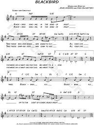 Watch official video, print or download text in pdf. The Beatles Blackbird Sheet Music Leadsheet In G Major Transposable Download Print Sku Mn0100527