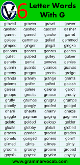 Aahing 11 · aaliis 7 · aarrgh 10 · abacas 12 · abacus 13 · abakas 13 · abamps 15 · abased 10 · abaser 9 · abases 9 . Six Letter Words With G Grammarvocab