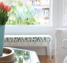 Upholstered bench from a coffee table. Diy Upholstered Bench From An Old Coffee Table The Happy Housie