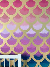 Paint a starfish in the mermaids hair and a few strand lines for texture. How To Paint A Mermaid Scale Mural Wall To Hopefully Make A 4 Year Old S Dreams Come True