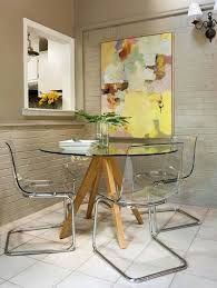 Like My Round Glass Table And Clear Chairs Dont Have The Wood On Mine Though Dining Room Small Decorating Small Spaces Apartment Decor