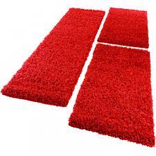 Abmessungen 150 x 70 cm weltweiter versicherter versand aus berlin, deutschland. Bettumrandung Laufer Shaggy Hochflor Langflor Teppich In Rot Lauferset 3tlg Ebay