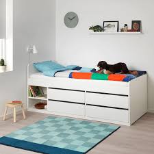 Slakt Structure Lit Rangem Sommier Lattes Blanc Ikea Bed Frame With Storage Bed Frame Bed Storage
