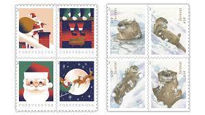 2021 Us Postal Christmas Stamps Usps Reveals Christmas Otter In Snow Stamps