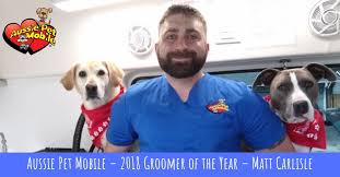 Services include shampoo and conditioning, skincare, claw maintenance, ear care, and more. Aussie Pet Mobile 2018 Groomer Of The Year Matt Carlisle Aussie Pet Mobile Katy