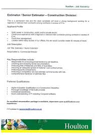 For more information on what it takes to be a construction estimator, check out our complete construction estimator job description. Houlton On Twitter Houlton S Construction Division Are Seeking An Estimator Senior Estimator To Join Our Busy Team In Hull For More Information See The Job Spec Attached Or Follow The Below Link Construction