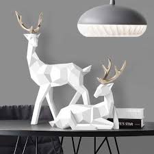 Nordic Gold Horn Deer Sculpture In 2020 Deer Statues Nordic Decor Geometric Deer