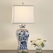 Square Vase Blue And White Floral Table Lamp Blue And White Lamp Jar Table Lamp White Lamp