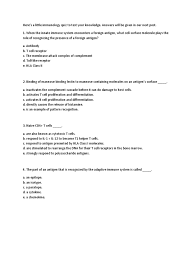 Immunology Short Quiz With Answers Pdf Major Histocompatibility Complex Antibody
