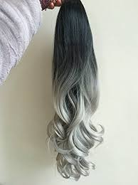20 Wavy Curly Full Head Clip In Hair Extensions Dip Dye Ombre 2 Tones 6 Pcs Natural Black To Silver Gray Learn Clip In Hair Extensions Hair Hair Extensions