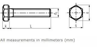 hex bolts dimensions table din 933 din 931 size chart