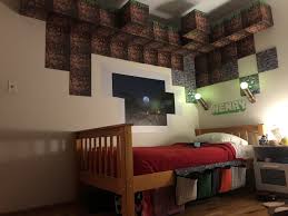 Crushed It Minecraft Bed Cave Complete With Etsy Graphics Minecraft Torches From Amazon And Self Made Minecraft Grass Dirt Stone And Home Decor Bed Room