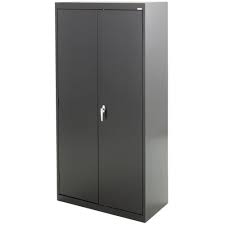 This style of cabinet is very much like the above design, but rather than having only shelves inside, there are some shelves and also some drawers. Sandusky Classic Series 36 In W X 78 In H X 24 In D Storage Cabinet With Adjustable Shelves In Black Ca41362478 09 The Home Depot