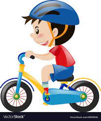 Boy On Bike Wearing Blue Helmet Royalty Free Vector Image Bike Wear Bike Children S Book Characters
