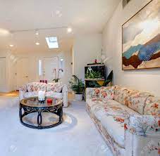 Liljencrantz design the sofa is the unquestionable ce. Big Modern Living Room With Fireplace And Floral Sofa And Chair Stock Photo Picture And Royalty Free Image Image 25190371