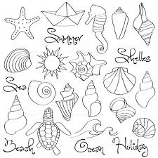 Hand Drawn Doodle Seashells And Sea Elements Set Vector Format How To Draw Hands Seashell Drawing Bullet Journal Themes